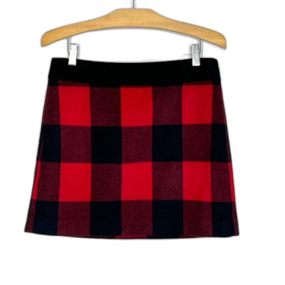 J CREW RED & BLACK BUFFALO PLAID WOOL MINI SKIRT SIZE 2 - Picture 2 of 8